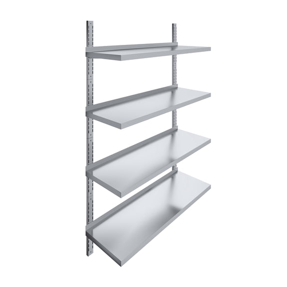 AmGood 16 in. x 48 in. Four-Tier Metal Wall Mount Shelf | Staunless Steel Shelving for Commercial Kitchen, Closet, Garage, Pantry, etc