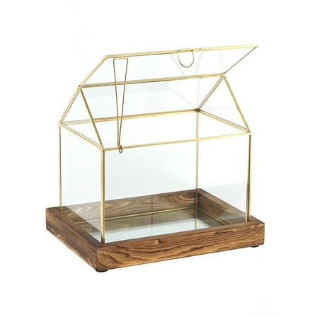 A&B Home Gold Rimmed Glass House - 9" x 6.5" x 8.5" - Gold/Clear
