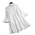 LMKIHUSA Women's Linen Ruffle Short Sleeve V Neck Blouses Casual Cotton ...