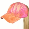 thumbnail image 2 of C.C Ponycap Messy High Bun Ponytail Adjustable Mesh Trucker Baseball Cap Hat, Criss Cross Tie Dye Orange, 2 of 4