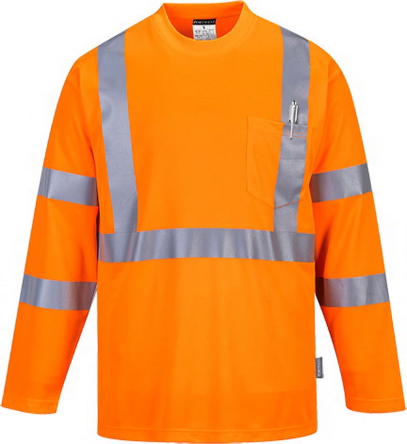6XL Portwest S191 Orange ou Jaune Hi-Vis à encolure ras-du-cou à manches longues T-Shirt-Small 