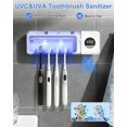 thumbnail image 2 of UV Toothbrush Sanitizer with Holder, Electric Toothbrush Holder Wall Mounted with Cover for 4 Slots, 2000mAh Rechargeable with Timer, Cordless Bathroom Organizer - White, 2 of 3