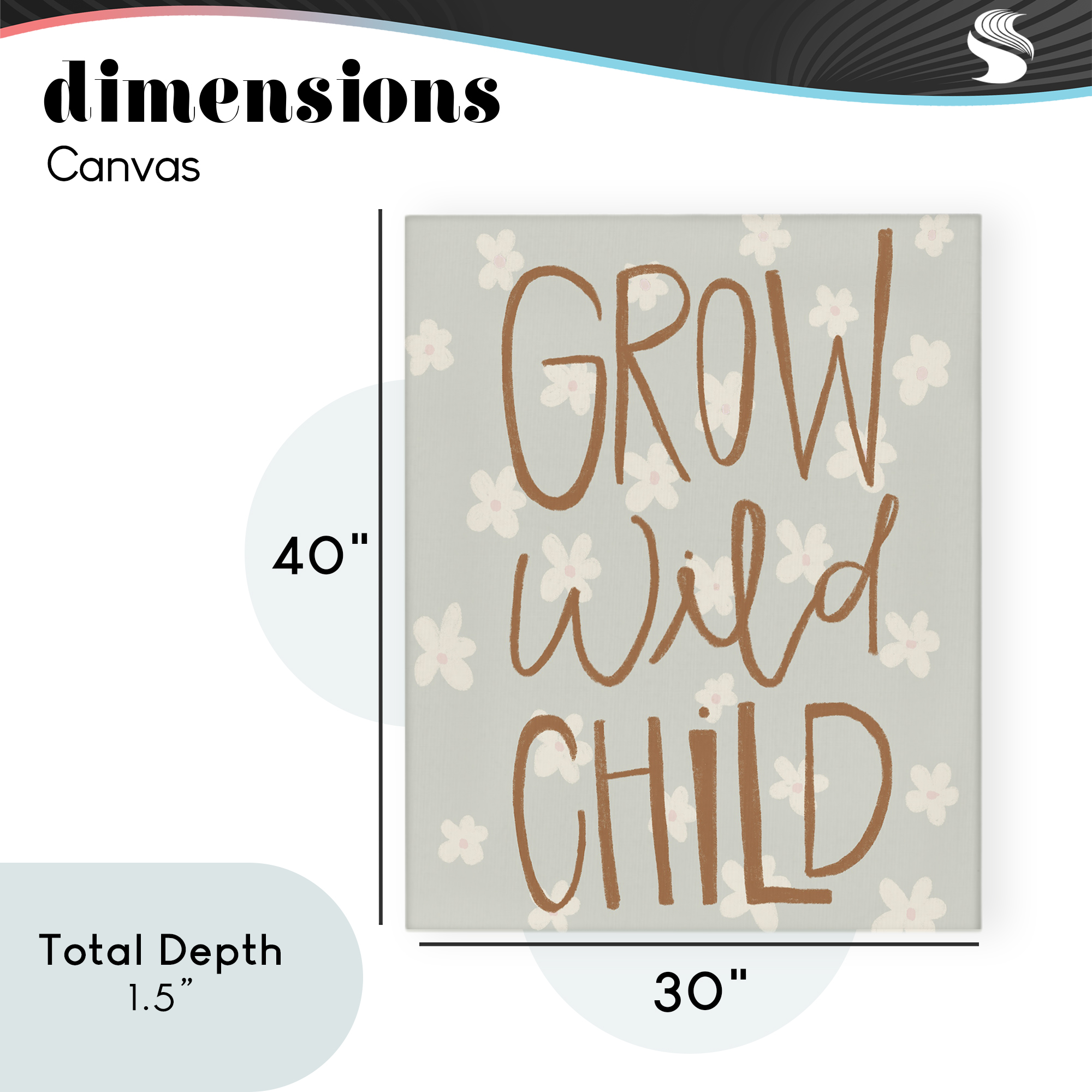 Grow Wild Child Flowers Canvas Wall Art, design by Katie Griggs