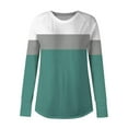 thumbnail image 4 of UTSJKR Womens Color Block Tunic Tops to Wear with Leggings Long Sleeve Thumb Hole Shirts Crew Neck Curved Hem Basic Graphic Tees Green M, 4 of 5