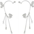 thumbnail image 1 of 2PCS Boucles d'Oreilles Clip Femmes Crochet Sans Trouée Rose Fleur Oreille Clip Os Clip Oreille Papillon, 1 of 5