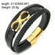 thumbnail image 4 of 1 pulsera de cuero trenzado con número de amor infinito de tres filas (negro + dorado), 4 of 5