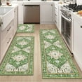 thumbnail image 3 of Findosom Boho Kitchen Rugs 3Piece Set,Non-slip Washable Kitchen Mats for Floor Kitchen Runner,Soft Belgian Velvet Floor Mat Carpet Runner Rugs for Hallway,Laundry Room,Kitchen Door Mat,Green, 3 of 10