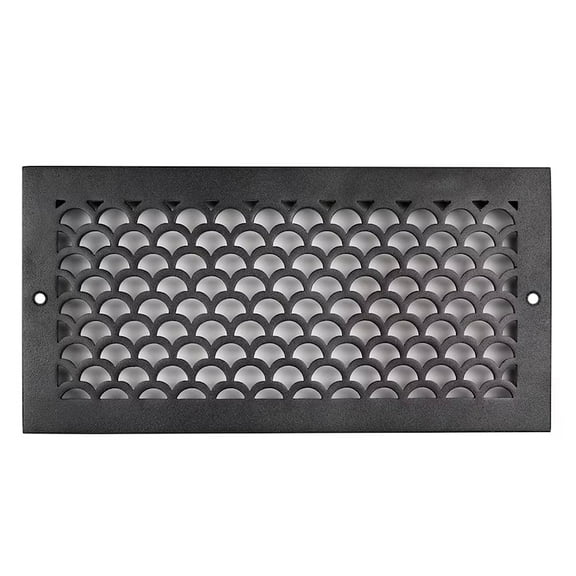 Scallop BASEBOARD 6"x10" Duct opening Solid Cast Aluminum Grill Vent Cover | Powder Coated| (Overall 8"x12")