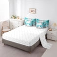 thumbnail image 5 of Homewish Boys Girls Teal Flowers Bedding Comforter Set 7pcs,Abstract Vintage Queen Bedding Sets Super Cozy,Spring Garden Queen Sheet Sets,Microfiber Bedroom Decor,Reversible, 5 of 8