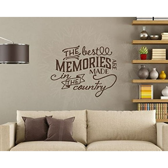 Best Memories Made in the Country Wall Quotes Vinyl Decals Sticker, 23x18-Inch, Choc Brown