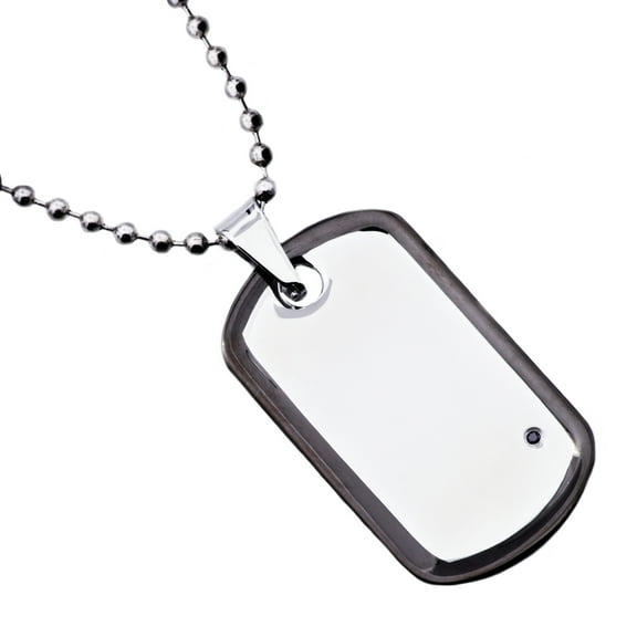 Arista Black Cubic Zirconia Men's Pendant in Black Plated Stainless Steel, 24"