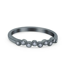 Rose Tone, Simulated Cubic Zirconia Size-6 Half Eternity Ring Wedding Engagement Band 925 Sterling Silver