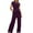 Purple, variant on cocolona Womens Two Piece Outfits Crew Neck Short Sleeve Tops + Elastic Waist Wide Leg Pants Tracksuit Sets Lounge Sets Wine XL