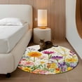 thumbnail image 2 of Round Rugs 3Ft, Spring Colorful Floral Round Area Rug Washable Indoor Throw Carpet, Yellow Purple Pastoral Flowers Small Non Slip Circle Rug for Bedroom Living Room Home Decor Aesthetic, 2 of 8