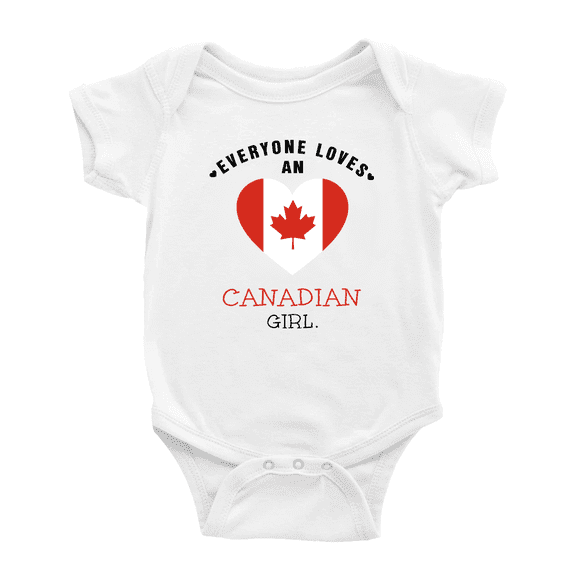 Everyone Loves an Canadian Girl Baby Romper Bodysuit (White, 6-12 Months)