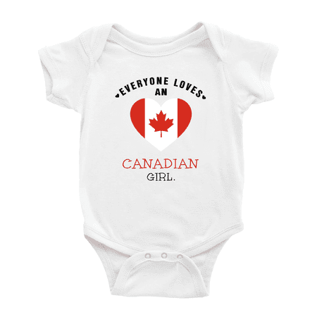 

Everyone Loves an Canadian Girl Baby Romper Bodysuit (White 6-12 Months)