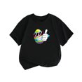 thumbnail image 1 of Gibobby Blusas Holgada Verano Nueva ropa para niños Estilo de Europa y Unidos Camiseta de manga corta para niñas Camiseta con cuello redondo y estampado de huevos de Pascua （Negro， 6-7 Años), 1 of 3