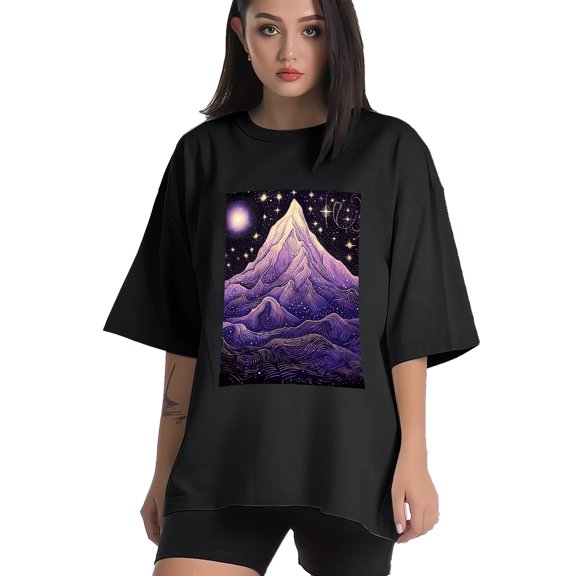 Plus Size Shirt for Women Black Tops for Women Short Sleeves Shirt for Women Mountain T Shirt Crewneck Shirt for Women XS