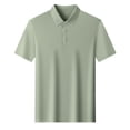 thumbnail image 4 of Ceisia Men Solid Pique Fabric Classic Collar Short Sleeve Basic Polo Shirt Green M Gift, 4 of 5