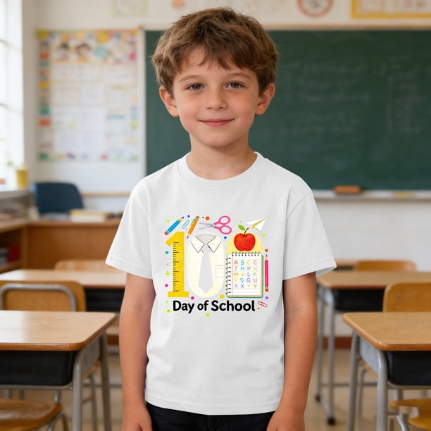Blusas y camisas de manga corta con cuello redondo para niños y niñas, camisetas gráficas de manga corta, blusas con estampados bonitos para la temporada escolar.