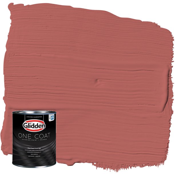 Glidden One Coat Interior Paint and Primer, Sienna Red / Red, 1Quart