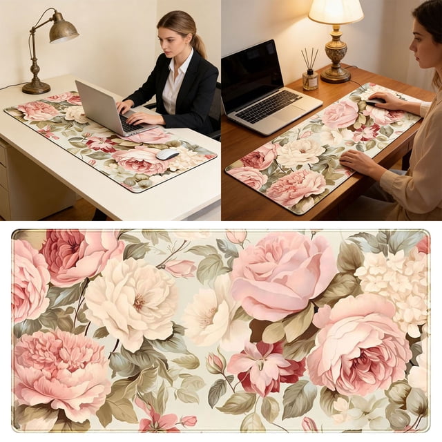 Creatine Large Pad Desk Mat With Leaf Print For Home Gaming And Study 300x800mm Rubber Keyboard Pad Home & Pad Nice Edge Thick Desk Mat Laptop Slip