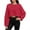 Red, variant on Women Long Sleeve Crew Neck Loose Fit Casual Cropped Sweatshirts Tops