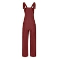 thumbnail image 5 of Pants for Women,Clearance Women's Plus Size Women's Fashion Double Pocket Bib Jumpsuit Cotton And Linen Loose Suspender Solid Color Jumpsuit Loose Causal Pants, 5 of 6
