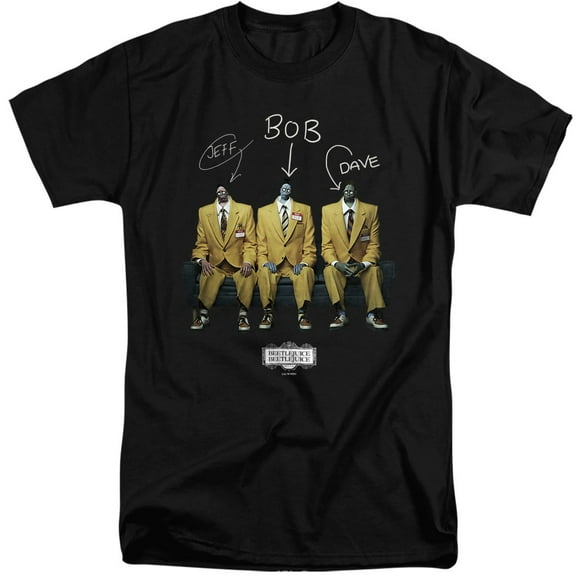 Beetlejuice Beetlejuice Shrinker Group Unisex Adult Tall T Shirt (2X-Large) Black