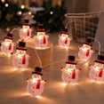 thumbnail image 4 of QISIWOLE 9.8ft Snowman Christmas String Lights, Cute Snowman Figure Lights, Plastic Lights for Christmas Tree Mantel Window Party Decor, 4 of 7