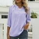 thumbnail image 2 of Blusa de verano con cuello en V y mangas 3/4 con lunares para mujer - Túnica con botones - Cintura fruncida favorecedora - Tallas S-XXL para uso informal/de oficina, 2 of 5