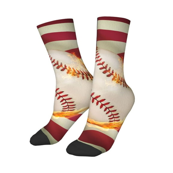 Uemuo Baseball Ball With Flag Printed Kids Boys Socks Seamless Crew Socks Crazy Funny Athletic Sport Socks for Children