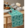 thumbnail image 6 of Ldtrchee Teal Geometric Table Runner 72 Inches, Modern Morocco Abstract Art Bed Runner Dresser Scarves Tabletop for Indoor Outdoor Parties/Ceremony/Banquet, 18" x 72", 6 of 8