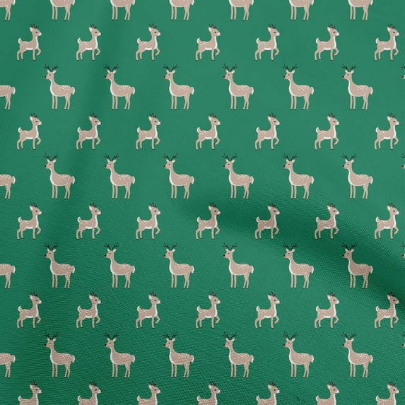 oneOone Cotton Cambric Green Fabric Animal Craft Projects Decor Fabric Printed By The Yard 42 Inch Wide