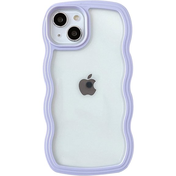 Cute Curly Wave Frame Shape Shockproof Soft Compatible with iPhone Case (Purple,iPhone 11)