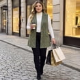 thumbnail image 3 of Chaleco de Mujer Plus Size Agnes Orinda con Solapa Notch Casual Utilitario Sin Mangas de Seda Sintética 2X Verde, 3 of 8