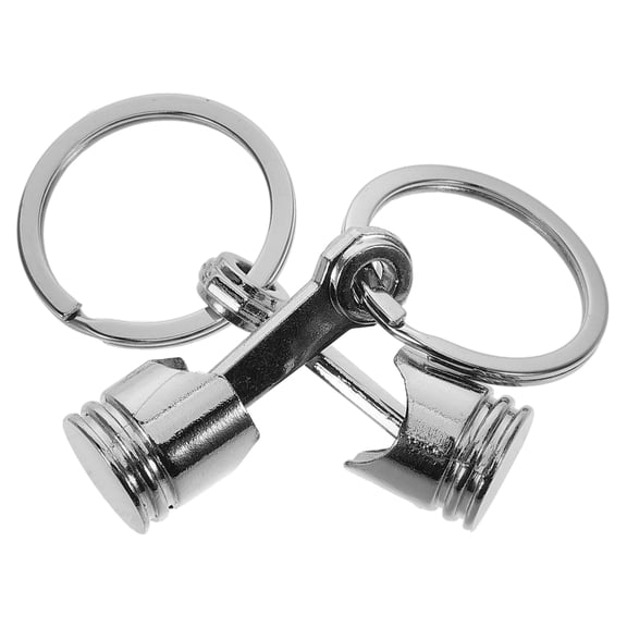 NICEXMAS Car Parts Key Chains Metal Engine Piston Keychain Silver 2Pcs Heavy Duty Key Fob Holder