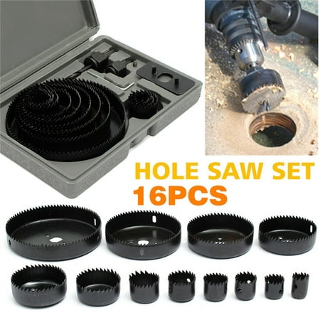 3/4/5'' 16pcs/Set 19-127mm Hole Saw Drill Cutter Kit Bit Steel Cutting Circle Tools Core Shaft For Plastic