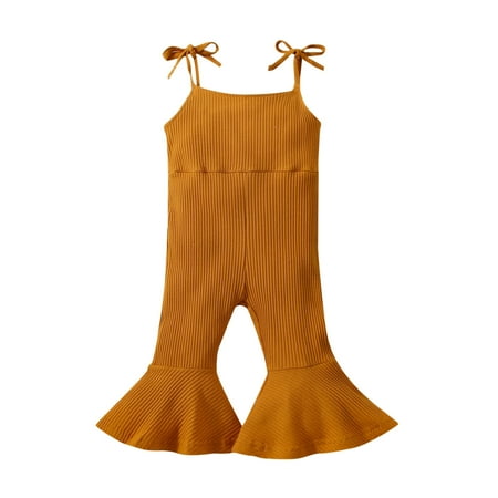 

Toddler Girls Fashion Romper Sleeveless Solid Ribbed Romper Suspenders Jumpsuit Clothes Summer Clothes