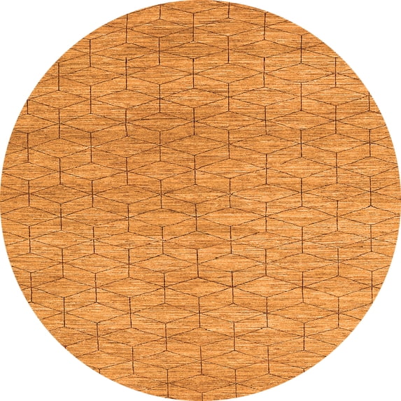 Ahgly Company Indoor Round Abstract Orange Contemporary Area Rugs, 8' Round