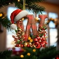 thumbnail image 4 of Red Plaid Initials Christmas Ornaments for Tree 2D Acrylic Personalized Gnomes Decorative Monogram Pendants with Santa Hat 26 Letters Christmas Hanging Decorations for DIY Crafts Xmas Home Decor, 4 of 6