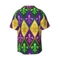 thumbnail image 2 of Balery Mardi Gras4 Men's Casual Button Down Shirt Short Sleeve Textured Summer Cuban Beach Shirts-X-Large, 2 of 7