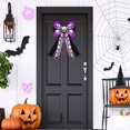 thumbnail image 7 of 2 Pack Halloween Wreath Bow Large Halloween Bow Tree Topper Pumpkin Bat Ghost Patterns Gift Bows for Halloween Party Holiday Home Indoor Outdoor Basket Ornaments Decorating,13.8x6.3", 7 of 7