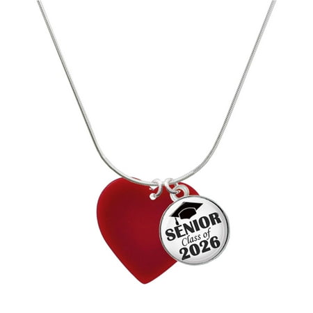 Delight Jewelry Acrylic Large Maroon Heart – Silvertone Senior Class of 2026 Dome Necklace 18 Delight Jewelry Acrylic Large Maroon Heart – Silvertone Senior Class of 2026 Dome Necklace 18
