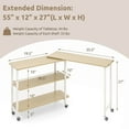 thumbnail image 3 of Costway 360° Rotatable Sofa Side Table L-shaped Laptop Desk Snack Table withShelf Patented Natural, 3 of 10