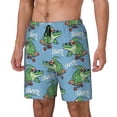 thumbnail image 2 of Uemuo Crocodile Riding Skateboard Pattern Mens Swim Trunks Quick Dry Board Shorts with Mesh Lining, Stretch Beach Shorts Quick Dry No-Chafing Board Shorts-, 2 of 9