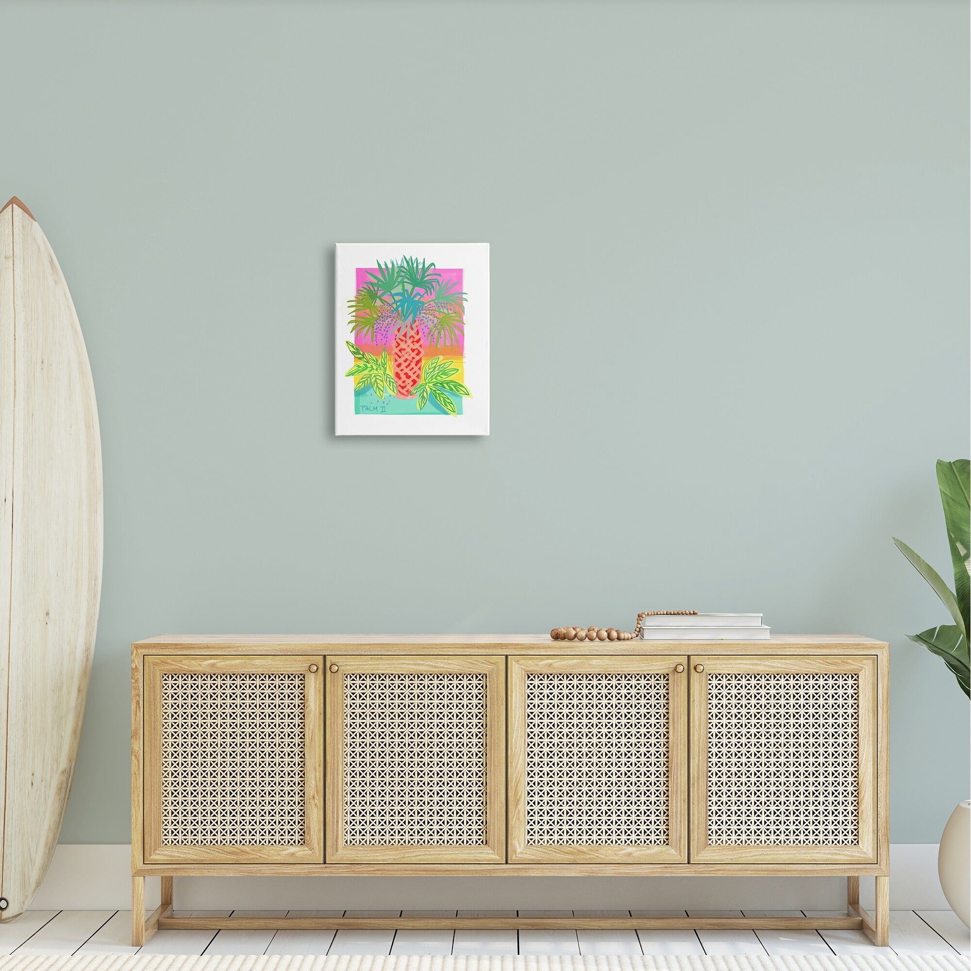Stupell Industries Neon Palm Tree Botanicals Tropical Coastal Leaves Graphic Art Gallery Wrapped Canvas Print Wall Art, Design by unknown