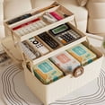 thumbnail image 3 of Eco-Friendly Large-Capacity 3-Layer Medical Storage Box with Customizable Logo, Durable Plastic Construction, Rotating Lock, and Handle - Multi-Functional Ivory White Home First Aid Organizer for, 3 of 6