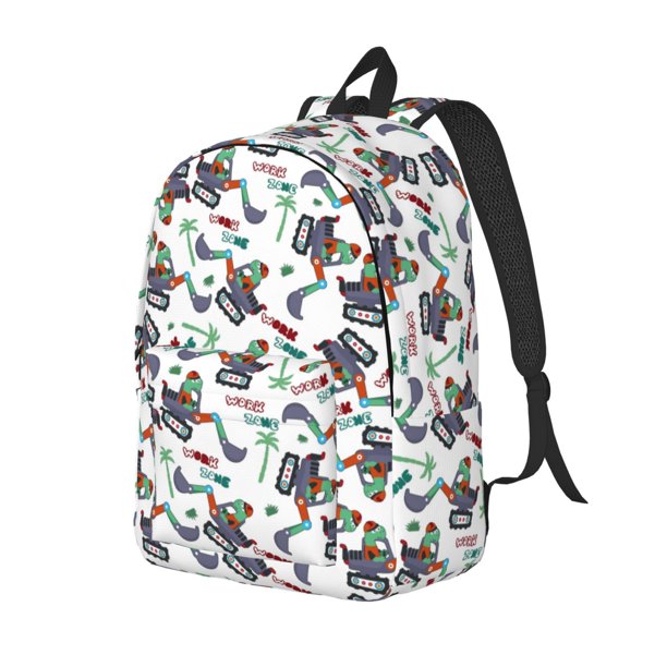 Fotbe Dinosaur on Excavator2 Mochila de Lona con Estampado, Mochila Duradera, Mochila Versátil de Alta Calidad, Mochila Compacta Vintage-Medium
