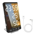 thumbnail image 1 of fastboy Digital Alarm Clock LED Mirror Temperature Humidity Meter Desktop Phone Charger for Bedroom Bedside, Black, 1 of 4